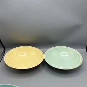 Vernon Kilns Ultra California Pottery Vegetable Bowls 2 Yellow Green Vintage MCM